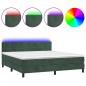 Preview: Boxspringbett mit Matratze & LED Dunkelgrün 180x200 cm Samt