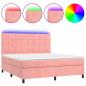 Preview: Boxspringbett mit Matratze & LED Rosa 160x200 cm Samt