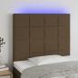 Preview: ARDEBO.de - LED Kopfteil Dunkelbraun 100x5x118/128 cm Stoff