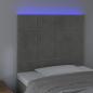 Preview: LED Kopfteil Hellgrau 80x5x118/128 cm Samt