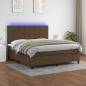 Preview: ARDEBO.de - Boxspringbett mit Matratze & LED Dunkelbraun 180x200 cm Stoff