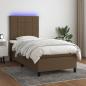 Preview: ARDEBO.de - Boxspringbett mit Matratze & LED Dunkelbraun 100x200 cm Stoff