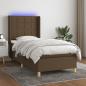 Preview: ARDEBO.de - Boxspringbett mit Matratze & LED Dunkelbraun 100x200 cm Stoff