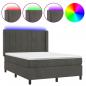 Preview: Boxspringbett mit Matratze & LED Dunkelgrau 140x190 cm Samt