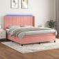 Preview: ARDEBO.de - Boxspringbett mit Matratze & LED Rosa 160x200 cm Samt