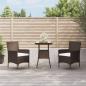 Preview: ARDEBO.de - 3-tlg. Garten-Bistro-Set mit Kissen Braun Poly Rattan