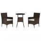 Preview: 3-tlg. Garten-Bistro-Set mit Kissen Braun Poly Rattan