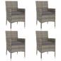 Preview: 5-tlg. Garten-Bistro-Set mit Kissen Grau Poly Rattan