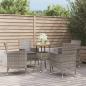 Preview: ARDEBO.de - 5-tlg. Garten-Bistro-Set mit Kissen Grau Poly Rattan