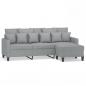 Preview: 3-Sitzer-Sofa mit Hocker Hellgrau 180 cm Stoff