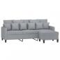 Preview: 3-Sitzer-Sofa mit Hocker Hellgrau 180 cm Stoff