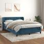 Preview: ARDEBO.de - Boxspringbett mit Matratze Dunkelblau 140x190 cm Samt