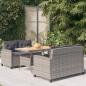 Preview: ARDEBO.de - 3-tlg. Garten-Essgruppe mit Grau Kissen Poly Rattan