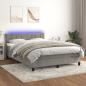 Preview: ARDEBO.de - Boxspringbett mit Matratze & LED Hellgrau 140x190 cm Samt