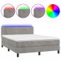 Preview: Boxspringbett mit Matratze & LED Hellgrau 140x200 cm Samt