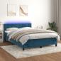 Preview: ARDEBO.de - Boxspringbett mit Matratze & LED Dunkelblau 140x190 cm Samt