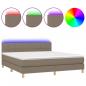 Preview: Boxspringbett mit Matratze & LED Taupe 180x200 cm Stoff