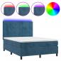 Preview: Boxspringbett mit Matratze & LED Dunkelblau 140x190 cm Samt