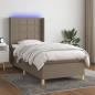 Preview: ARDEBO.de - Boxspringbett mit Matratze & LED Taupe 90x200 cm Stoff