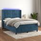 Preview: ARDEBO.de - Boxspringbett mit Matratze & LED Dunkelblau 140x200 cm Samt