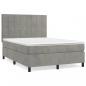 Preview: Boxspringbett mit Matratze Hellgrau 140x190 cm Samt