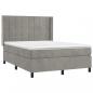 Preview: Boxspringbett mit Matratze & LED Hellgrau 140x190 cm Samt