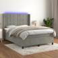 Preview: ARDEBO.de - Boxspringbett mit Matratze & LED Hellgrau 140x200 cm Samt