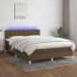 Preview: ARDEBO.de - Boxspringbett mit Matratze & LED Dunkelbraun 140x190 cm Stoff