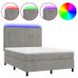 Preview: Boxspringbett mit Matratze & LED Hellgrau 140x190 cm Samt