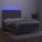 Preview: Boxspringbett mit Matratze & LED Hellgrau 140x190 cm Samt