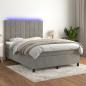 Preview: ARDEBO.de - Boxspringbett mit Matratze & LED Hellgrau 140x200 cm Samt