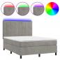 Preview: Boxspringbett mit Matratze & LED Hellgrau 140x200 cm Samt