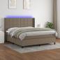 Preview: ARDEBO.de - Boxspringbett mit Matratze & LED Taupe 180x200 cm Stoff