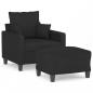 Preview: Sessel mit Hocker Schwarz 60 cm Stoff