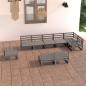 Preview: ARDEBO.de - 9-tlg. Garten-Lounge-Set Grau Kiefer Massivholz