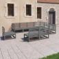 Preview: ARDEBO.de - 9-tlg. Garten-Lounge-Set Grau Kiefer Massivholz