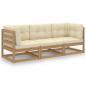 Preview: ARDEBO.de - 3-Sitzer-Gartensofa mit Kissen Kiefer Massivholz