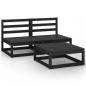 Preview: 3-tlg. Garten-Lounge-Set Schwarz Massivholz Kiefer