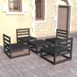 Preview: ARDEBO.de - 5-tlg. Garten-Lounge-Set Schwarz Massivholz Kiefer