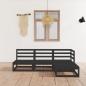 Preview: ARDEBO.de - 4-tlg. Garten-Lounge-Set Schwarz Massivholz Kiefer