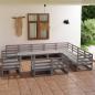 Preview: ARDEBO.de - 12-tlg. Garten-Lounge-Set Grau Kiefer Massivholz