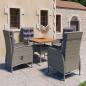 Preview: ARDEBO.de - 5-tlg. Garten-Essgruppe Poly Rattan und Akazienholz Grau