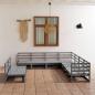 Preview: ARDEBO.de - 9-tlg. Garten-Lounge-Set Grau Kiefer Massivholz