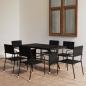 Preview: ARDEBO.de - 7-tlg. Garten-Essgruppe Poly Rattan Schwarz