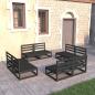 Preview: ARDEBO.de - 8-tlg. Garten-Lounge-Set Schwarz Massivholz Kiefer