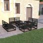 Preview: ARDEBO.de - 9-tlg. Garten-Lounge-Set Schwarz Massivholz Kiefer