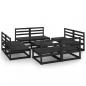 Preview: 9-tlg. Garten-Lounge-Set Schwarz Massivholz Kiefer