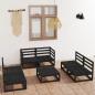 Preview: ARDEBO.de - 7-tlg. Garten-Lounge-Set Schwarz Massivholz Kiefer