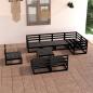 Preview: ARDEBO.de - 9-tlg. Garten-Lounge-Set Schwarz Massivholz Kiefer