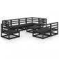 Preview: 9-tlg. Garten-Lounge-Set Schwarz Massivholz Kiefer